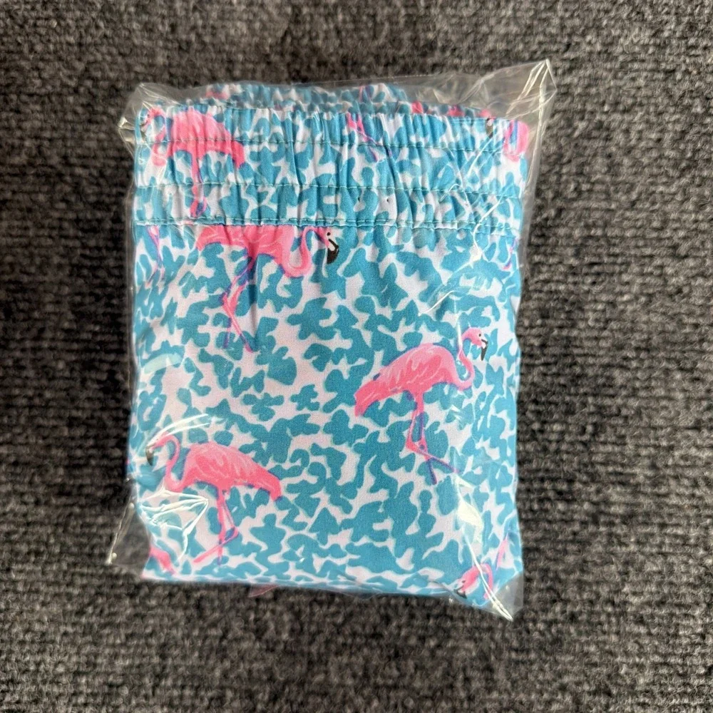 Chubbies Yth Swim Trunks Sz XL 18/20 Pink Blue Flamingos Lined With Pockets NEW